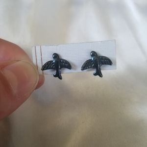 Black bird earrings